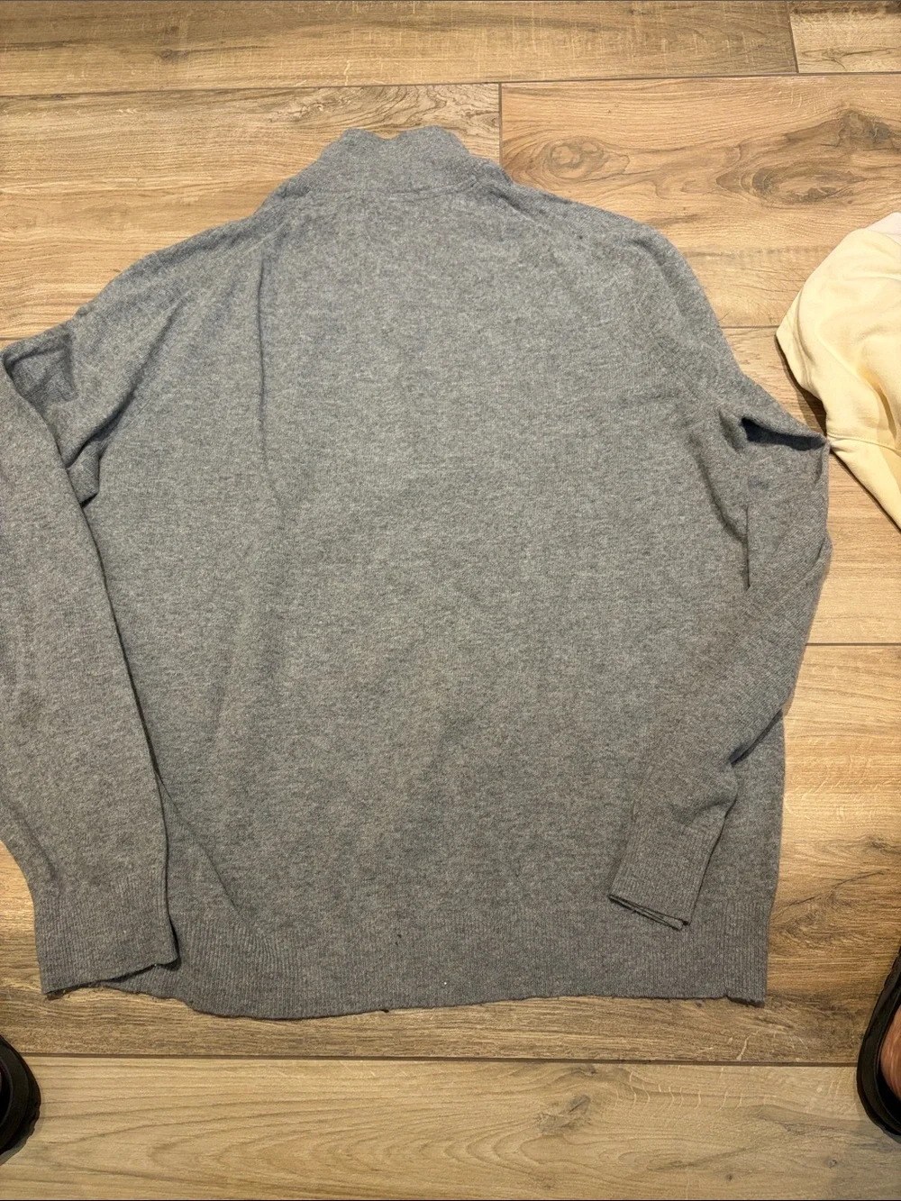 Men's Grey Quarter-Zip Sweater with Blue Stripe Detail